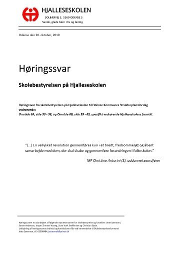 Høringssvar - Hjalleseskolen - Odense Kommune