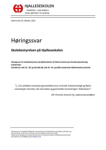 Høringssvar - Hjalleseskolen - Odense Kommune