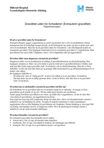 Graviditet uden for livmoderen (Extrauterin graviditet)