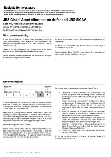 JRS Global Asset Allocation en delfond till JRS SICAV - JRS Group