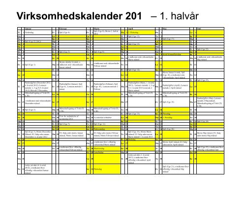 Virksomhedens kalender og frister for 2013 - Skat