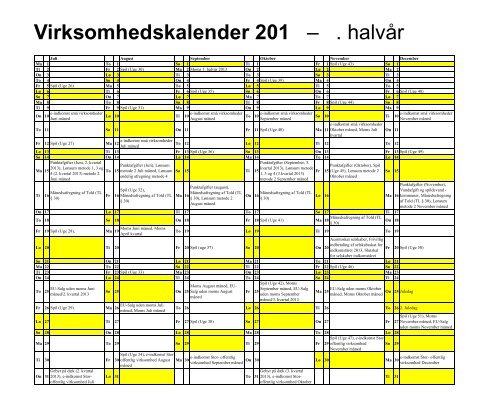 Virksomhedens kalender og frister for 2013 - Skat