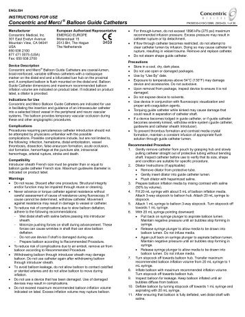 Concentric and Merci ® Balloon Guide Catheters - Concentric Medical