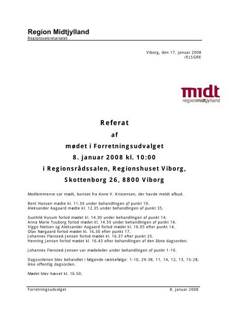 Referat af mødet - Region Midtjylland