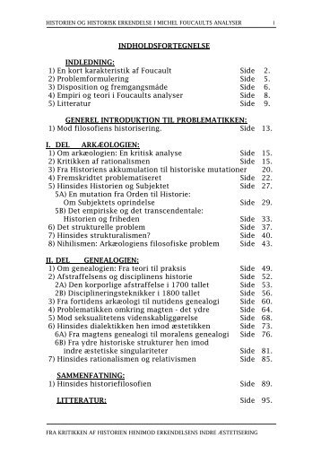 1) En kort karakteristik af Foucault Side 2. 2) Problemformulering ...