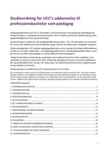Studieordning for UCC's uddannelse til - Professionshøjskolen UCC