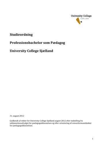 Fælles studieordning for pædagoguddannelsen i University College ...