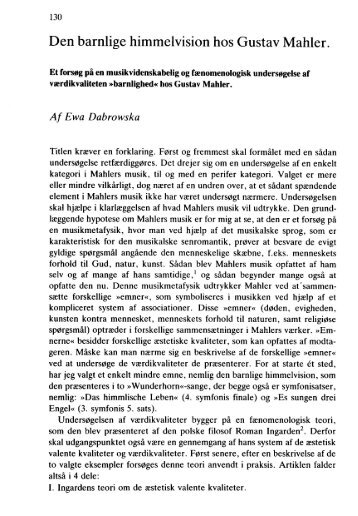 Ewa Dabrowska Den barnlige himmelvision hos Gustav Mahler. Et ...