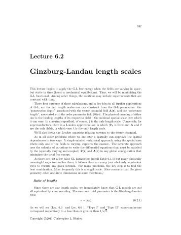 Lecture 6.2 Ginzburg-Landau length scales