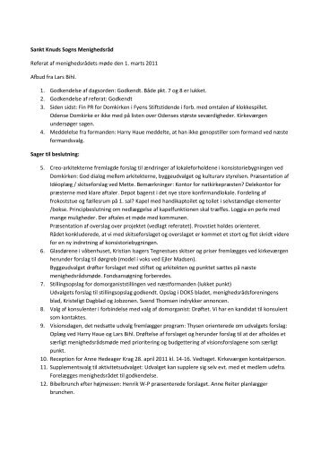 Referat af MR-mødet 1 marts 2011.pdf - Odense Domkirke