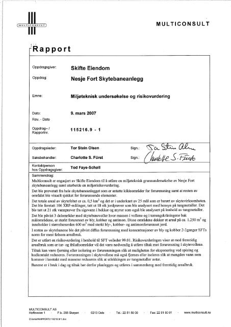 Nesje Fort Skytebaneanlegg - Skifte eiendom