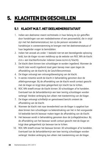 hoofdstuk 5 van het deelnemerstatuut - ROC Midden Nederland