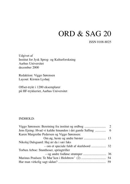 ORD & SAG 20 - Peter Skautrup Centeret - Aarhus Universitet