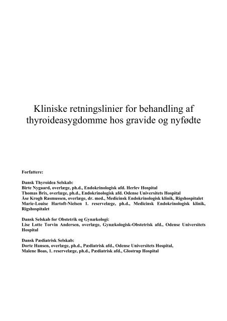 Kliniske retningslinier for behandling af thyroideasygdomme hos ...