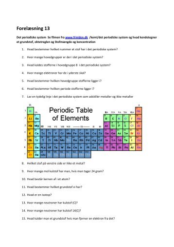 Periodiske system, mol og PH