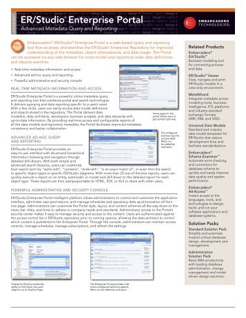 ER/Studio Enterprise Portal From Embarcadero Technologies