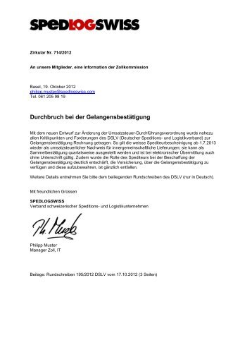 Zirkular Nr. 714/2012 - Swiss Shippers' Council