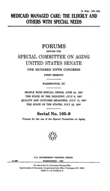 Medicaid Managed Care - U.S. Senate Special Committee on Aging