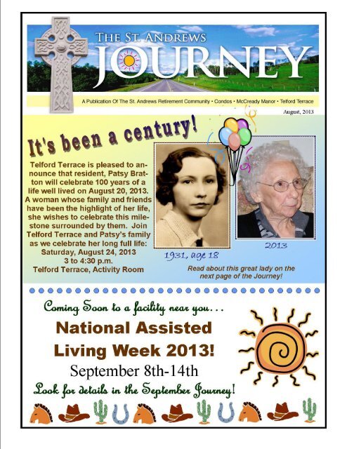 St. Andrews Retirement Community August Newsletter