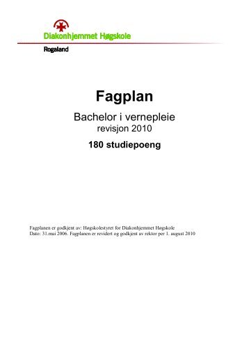 Fagplan - Diakonhjemmet Høgskole