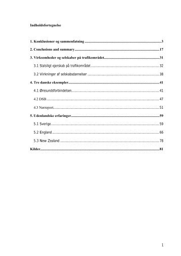 1 Indholdsfortegnelse 1. Konklusioner og sammenfatning ...