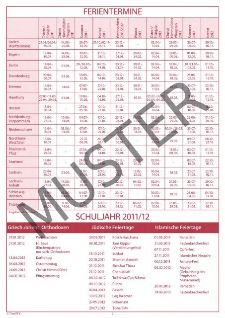 Muster Schulleiter-Planer - Timetex