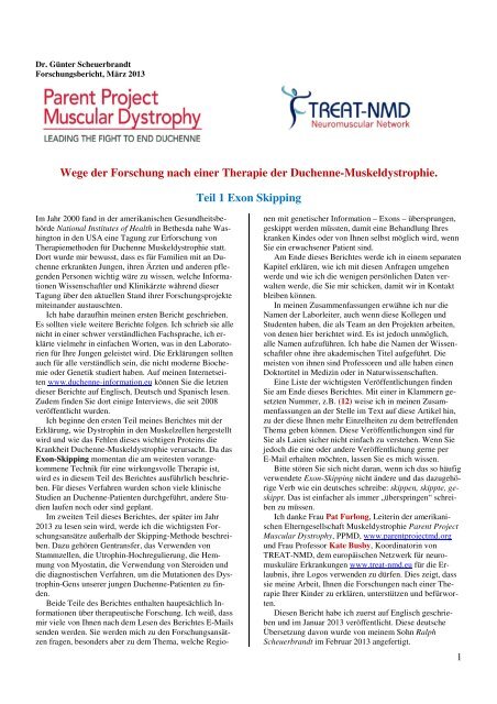 Exon-Skipping-Bericht, März 2013 - Duchenne Muskeldystrophie