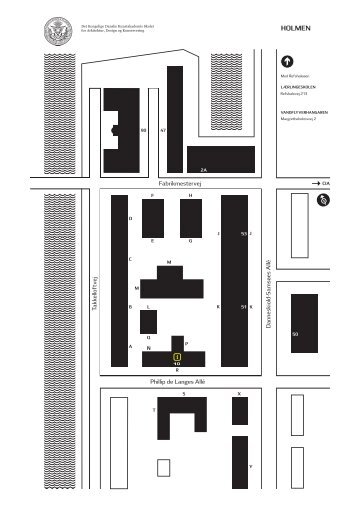 Kort over Arkitektskolen og Designskolen på Holmen