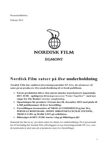 Nordisk Film satser på live underholdning - Forum