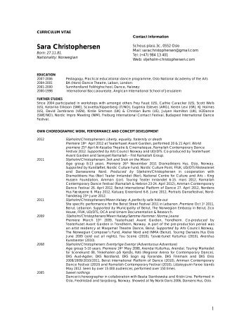 Printable CV – PDF - Helle Siljeholm & Sara Christophersen
