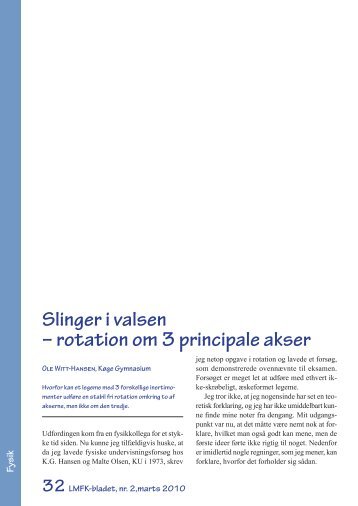 Slinger i valsen – rotation om 3 principale akser - LMFK