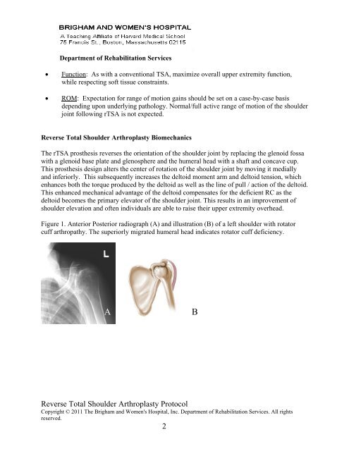 Reverse Total Shoulder Arthroplasty Protocol 1 - Brigham and ...