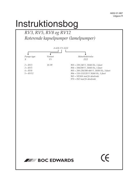 RV3, RV5, RV8 og RV12 Roterende kapselpumper