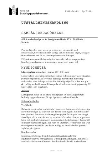 5118 samrådsredogörelse utställning.pdf - Malmö stad