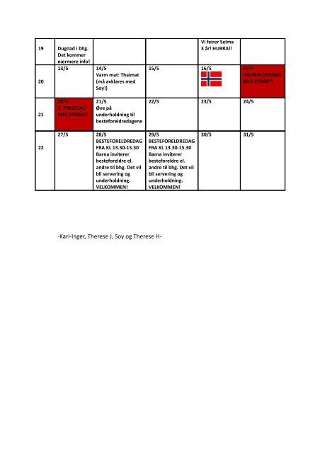 EVALUERING AV PLAN FOR DESEMBER, JANUAR OG FEBRUAR ...