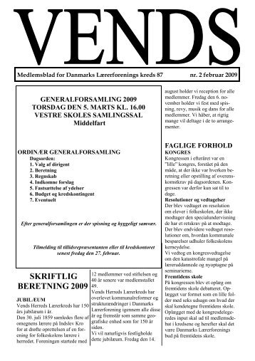 SKRIFTLIG BERETNING 2009 - Vends Herreds Lærerkreds