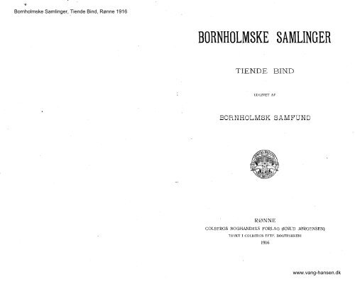 Bornholmske Samlinger - Bind 10 - 1916 - Bornholms Historiske ...