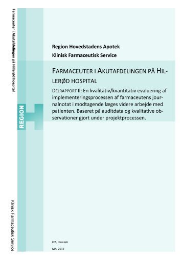 Delrapport 2 - Region Hovedstadens Apotek