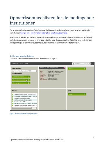 Opmærksomhedslisten for de modtagende institutioner - Optagelse.dk