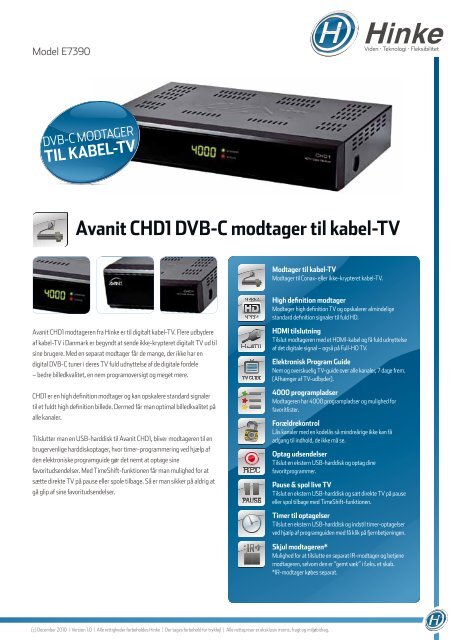 Avanit CHD1 DVB-C modtager til kabel-TV - Fribord