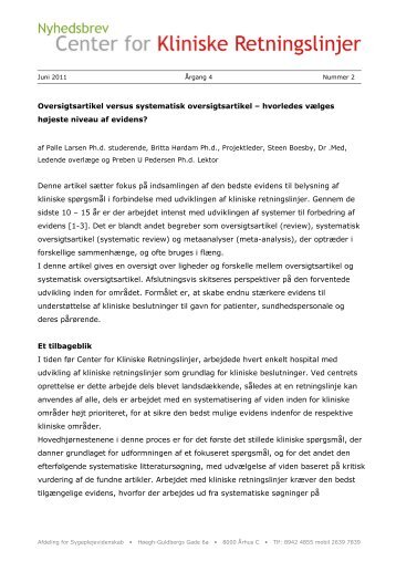 Oversigtsartikel versus systematisk oversigtsartikel - Center for ...