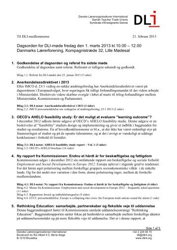 Dagsorden, bilagsliste, referat og DLI-notater i PDF