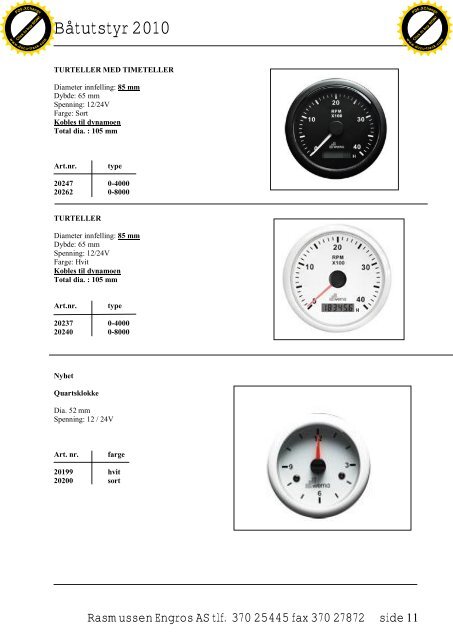 Båtutstyr 2010 - RASMUSSEN ENGROS AS