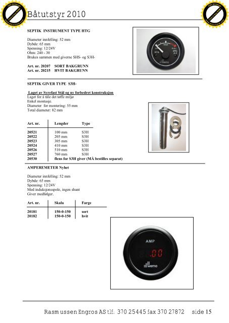 Båtutstyr 2010 - RASMUSSEN ENGROS AS