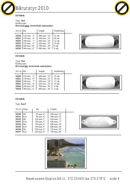 Båtutstyr 2010 - RASMUSSEN ENGROS AS
