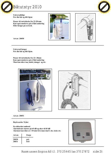 Båtutstyr 2010 - RASMUSSEN ENGROS AS