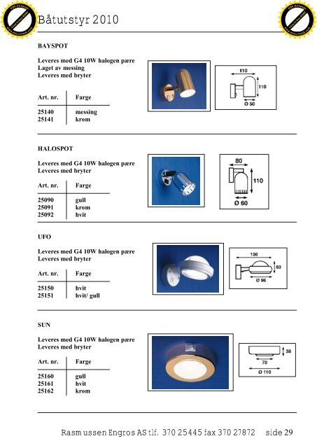Båtutstyr 2010 - RASMUSSEN ENGROS AS