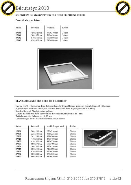 Båtutstyr 2010 - RASMUSSEN ENGROS AS