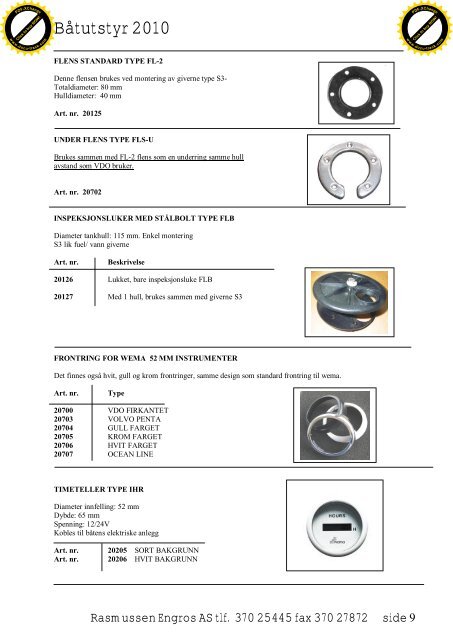 Båtutstyr 2010 - RASMUSSEN ENGROS AS