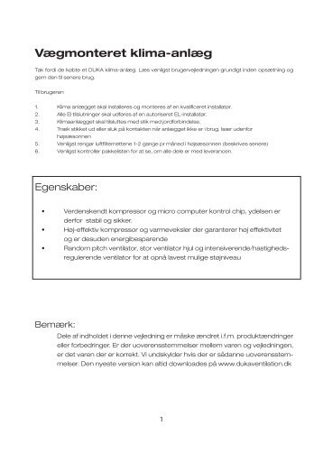 Vægmonteret klima-anlæg - Lavprisvvs.dk